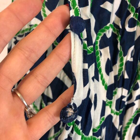 Blue and Green Anchor Infinity Scarf with Buttons - Picture 6 of 7